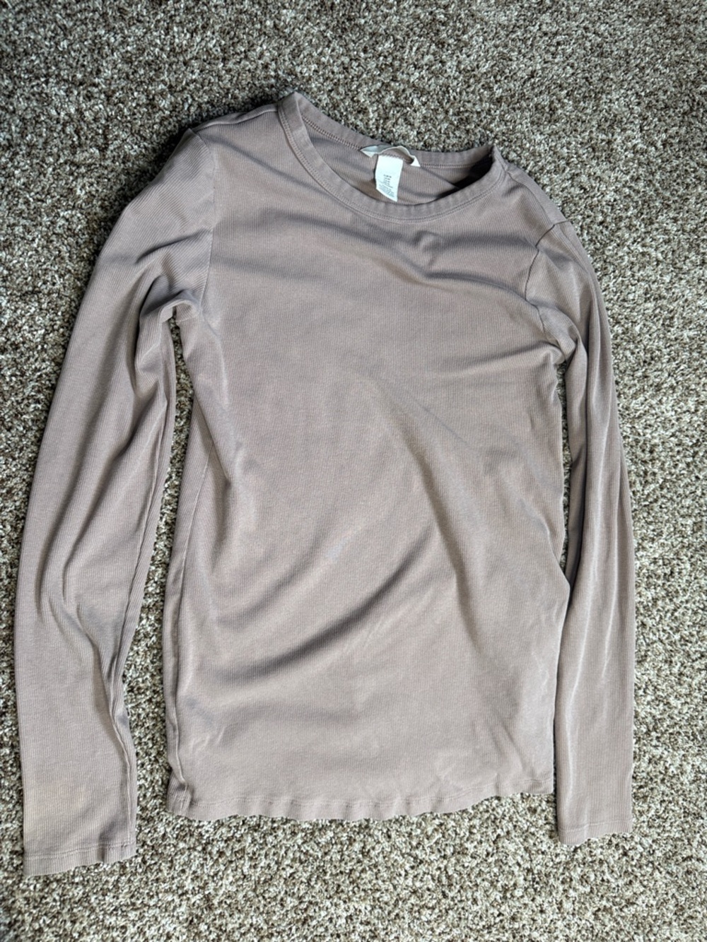 H&M Long Sleeve Crewneck Top - Mauve Taupe - Maternity mama ribbed top